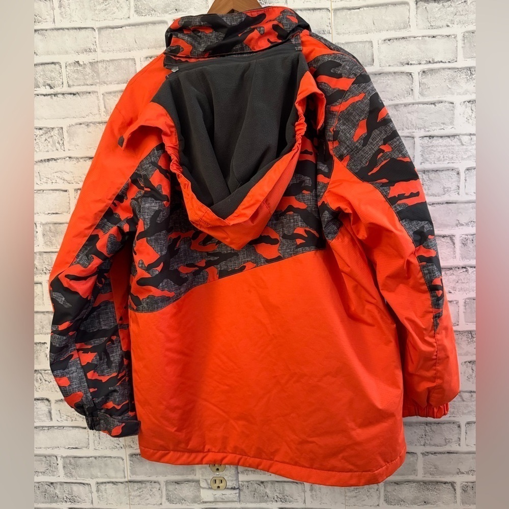 Boy’s Free Country Orange and black camo hooded winter warm lined jacket 18/20 - Picture 2 of 4